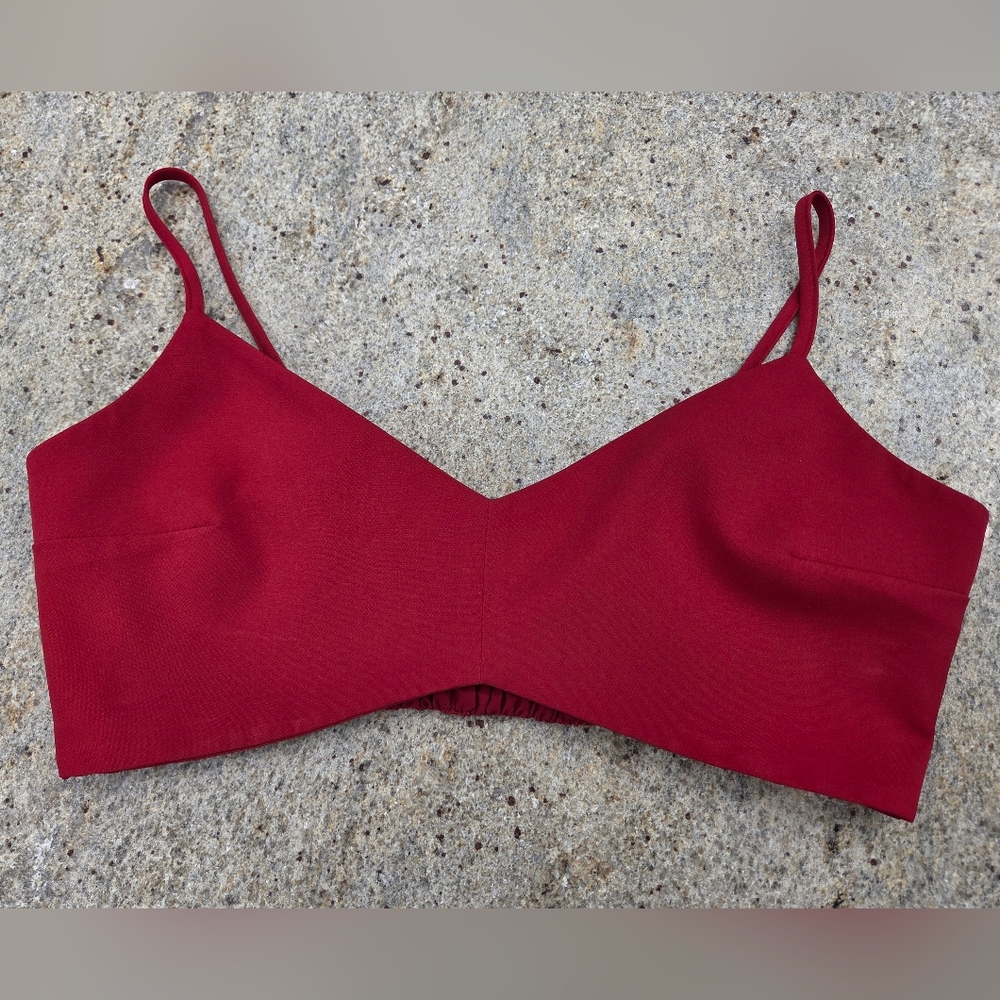 Social Tourist LA Ruched Red Bralette Crop Top Size M Adjustable Straps